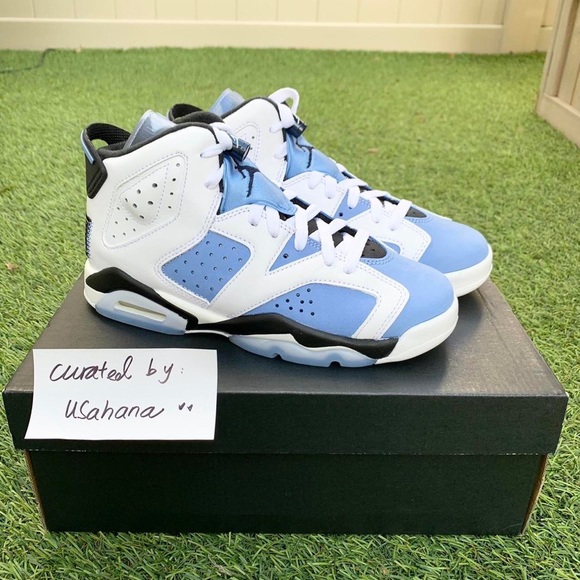 Nike Air Jordan 6 GS retro white UNC blue shoes - Picture 2 of 4